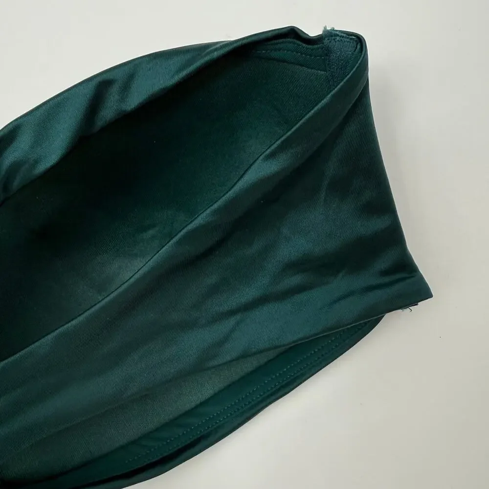 CALIA Bikini Top Women’s SZ Large Twisted Bandeau Sea Green Shine Strapless NWT